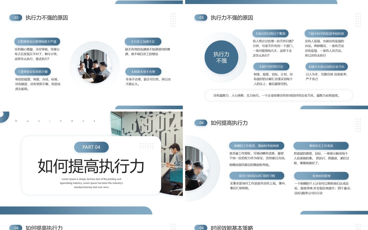 蓝色商务风班组长执行力企业培训PPT模板