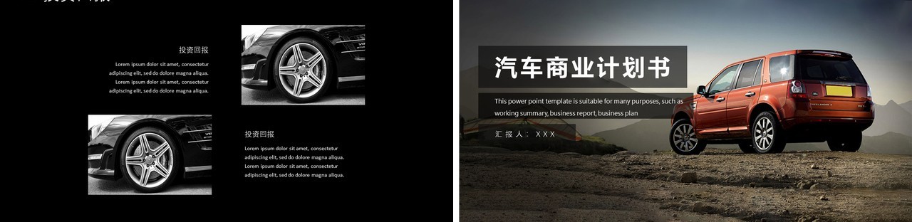 黑色汽车商业计划书PPT模板