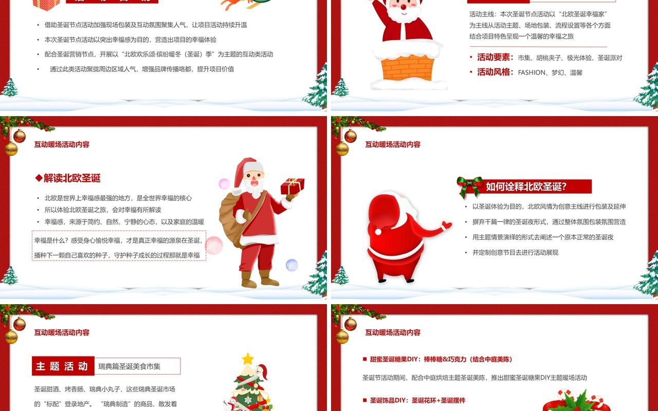 红色卡通风圣诞快乐节日策划PPT模板
