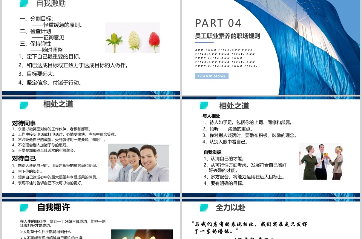 简洁员工职业素养与团队意识培训PPT模板