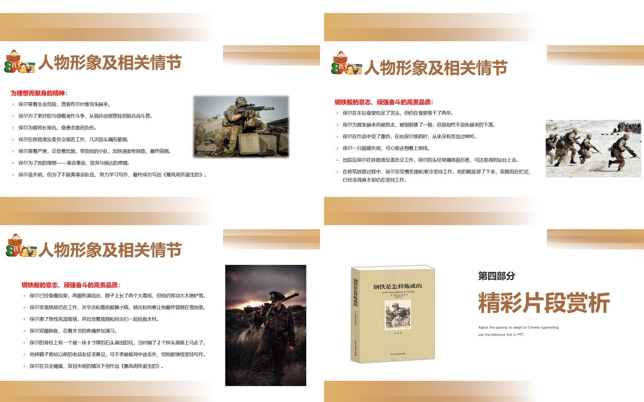 名著导读钢铁是怎样炼成的读书分享PPT模板