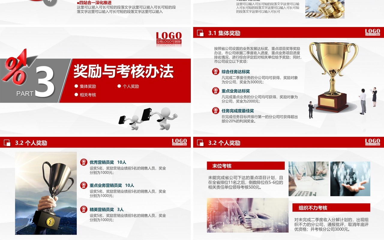 红色市场部门销售工作计划分解报告PPT模板