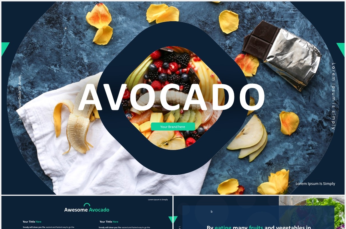 水果美食餐饮宣传展示PPT模板avocado powerpoint template