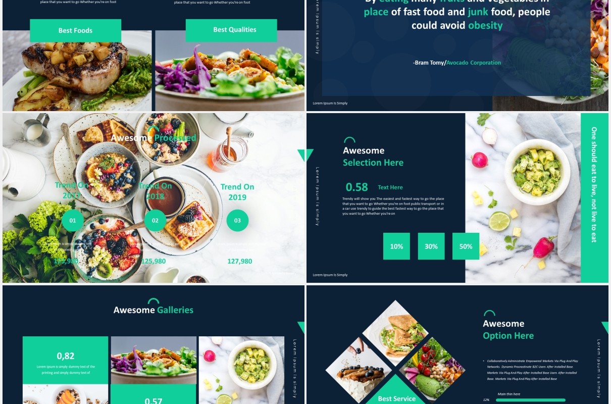 水果美食餐饮宣传展示PPT模板avocado powerpoint template