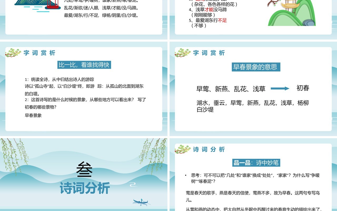 部编版八年级语文上册钱塘湖春行课件PPT模板