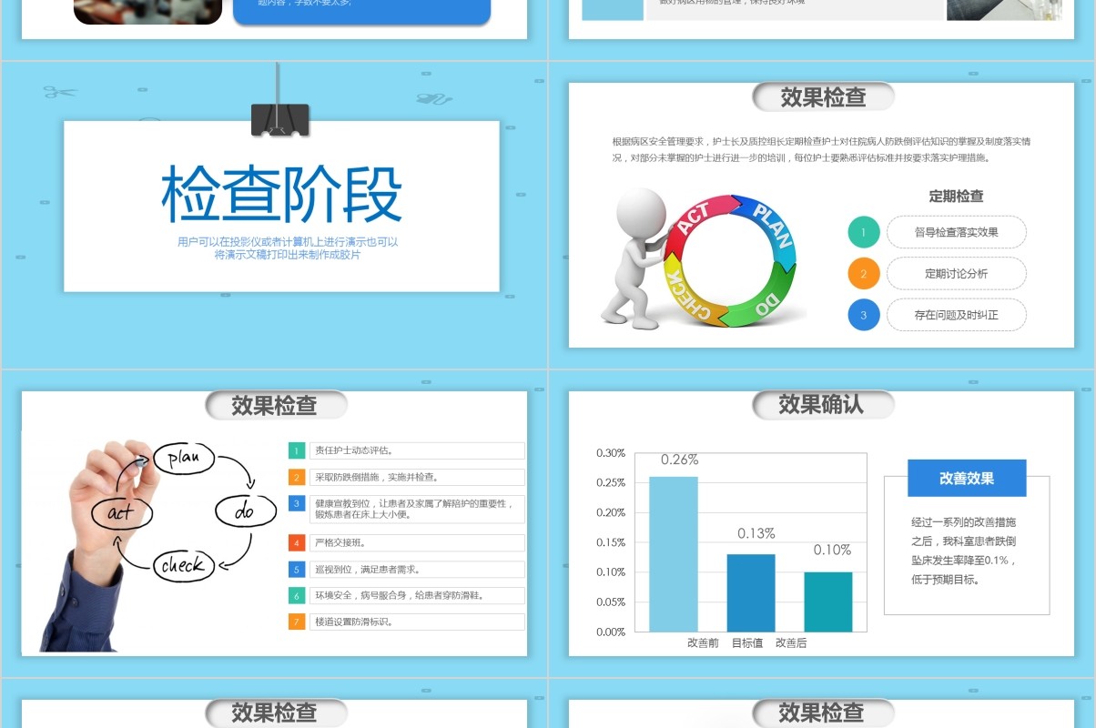 2.5插画医院护理PDCA品管圈案例汇报PPT模板