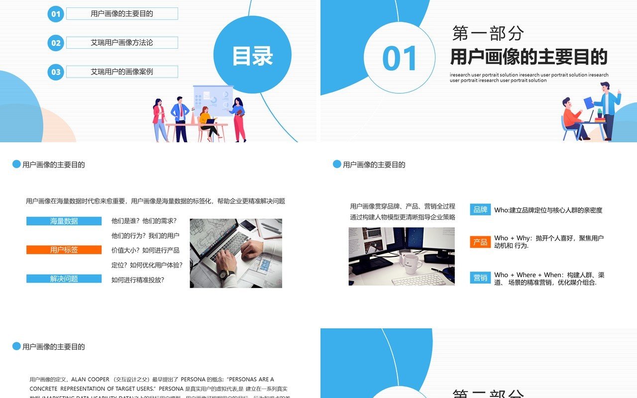 艾瑞用户画像分析解决方案动态PPT模板