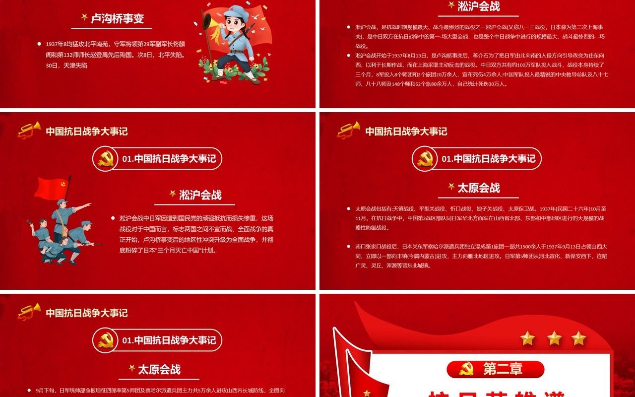 红色简约风日本无条件投降日宣传教育PPT模板