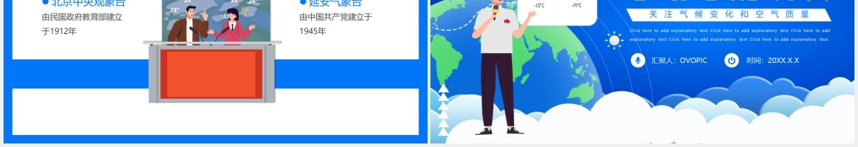 蓝色卡通风国际气象节动态PPT模板