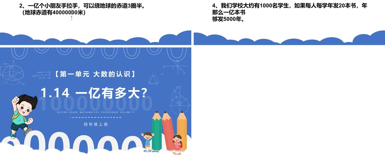 部编版四年级数学上册一亿有多大课件PPT模板