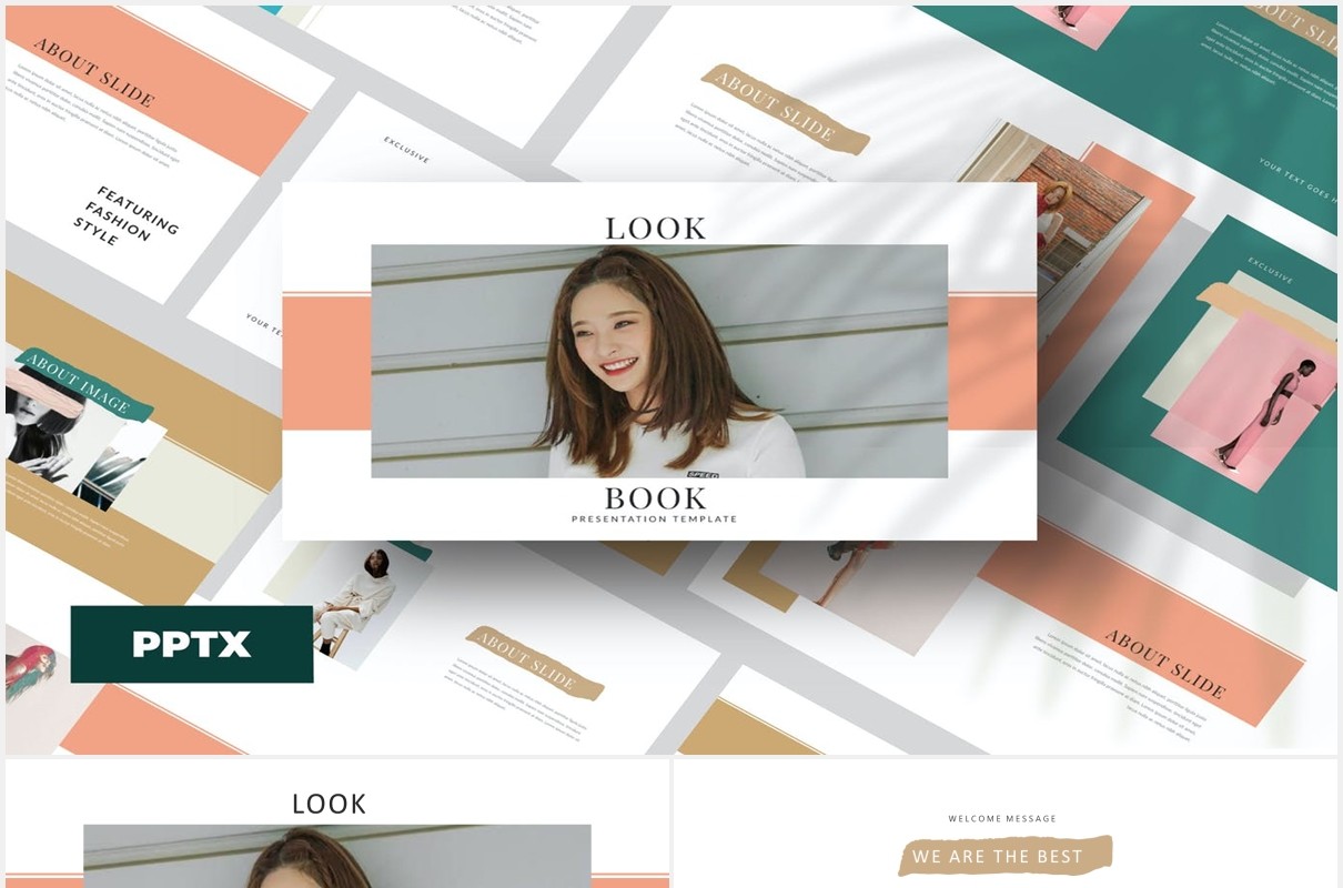 作品图片展示产品介绍PPT模板Lookbook Powerpoint Template