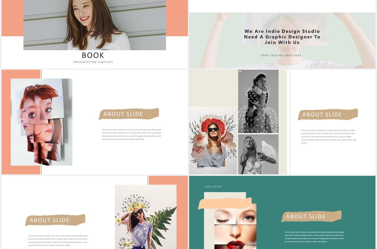 作品图片展示产品介绍PPT模板Lookbook Powerpoint Template