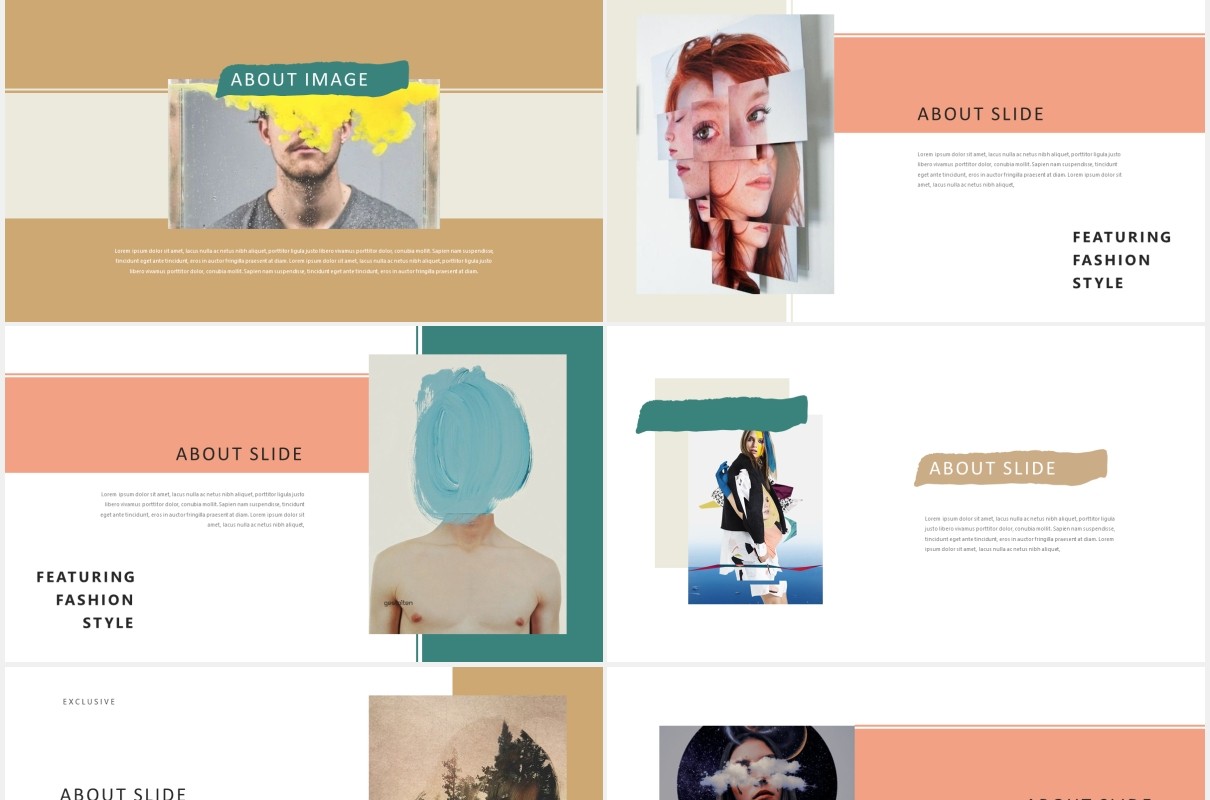 作品图片展示产品介绍PPT模板Lookbook Powerpoint Template