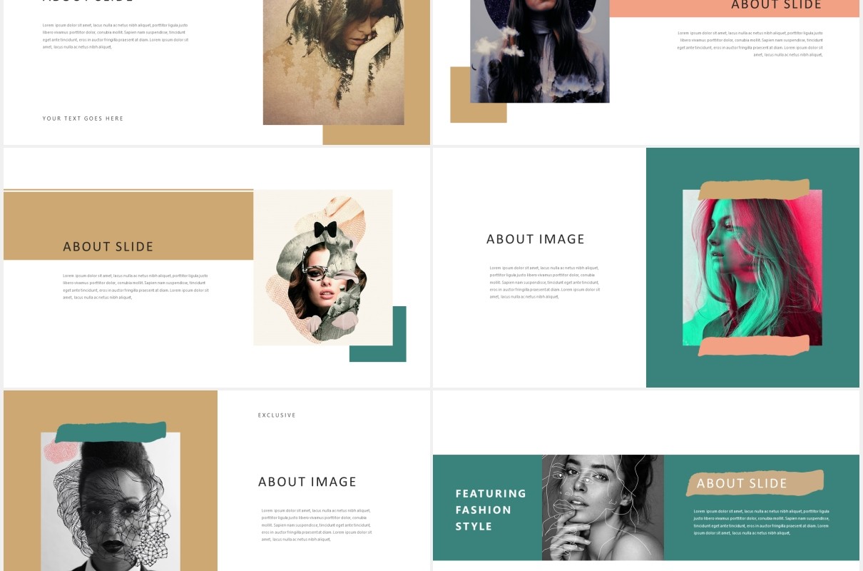 作品图片展示产品介绍PPT模板Lookbook Powerpoint Template