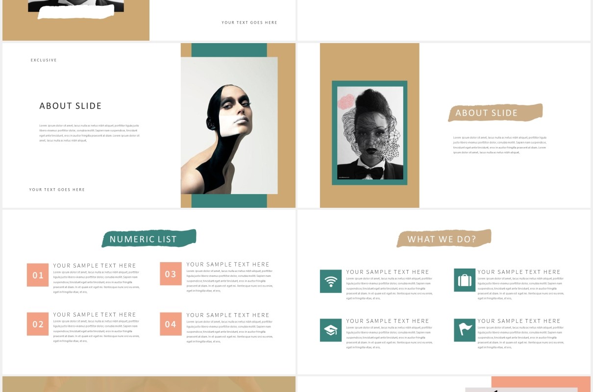 作品图片展示产品介绍PPT模板Lookbook Powerpoint Template