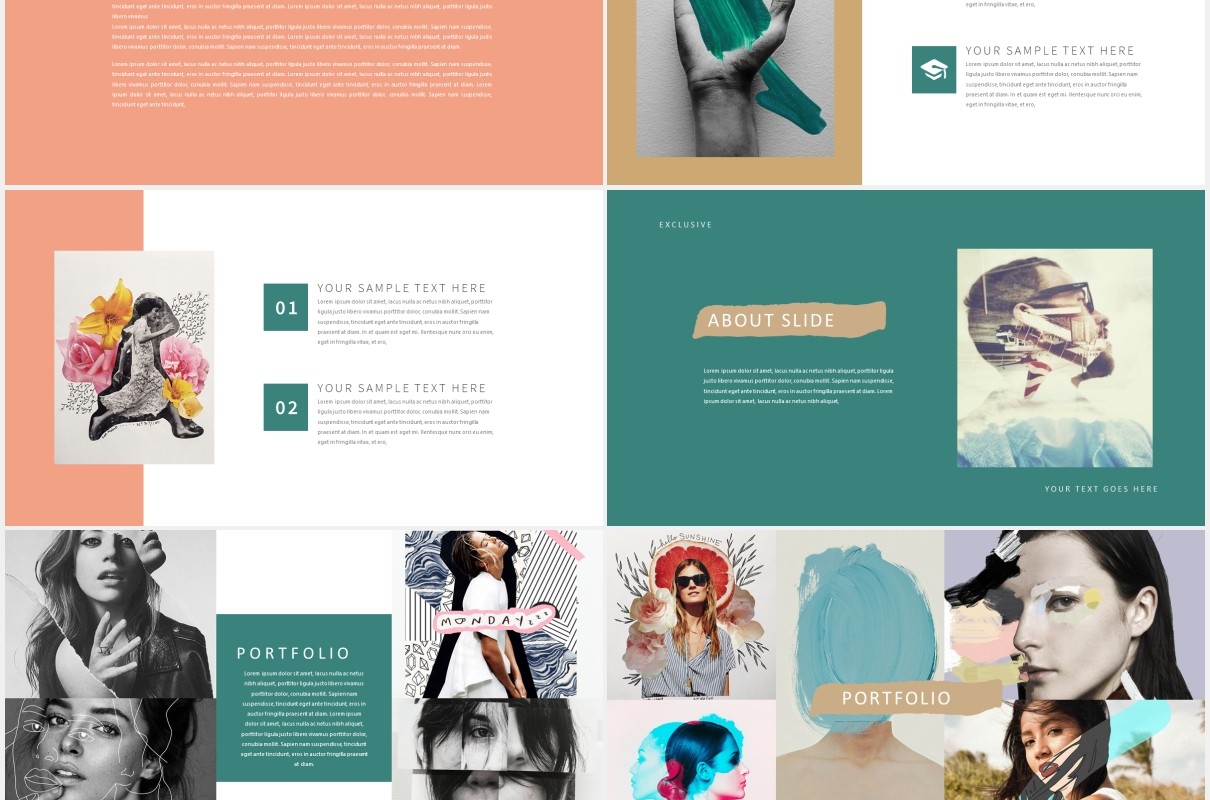 作品图片展示产品介绍PPT模板Lookbook Powerpoint Template