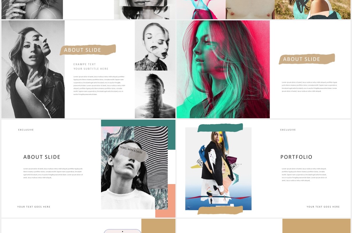 作品图片展示产品介绍PPT模板Lookbook Powerpoint Template