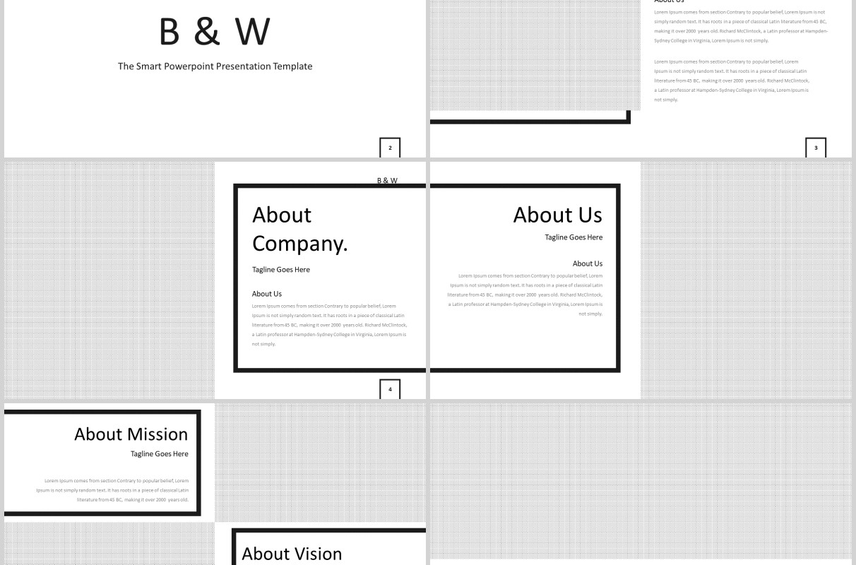 简约公司简介产品介绍PPT模板版式图文排版B&W Powerpoint Template
