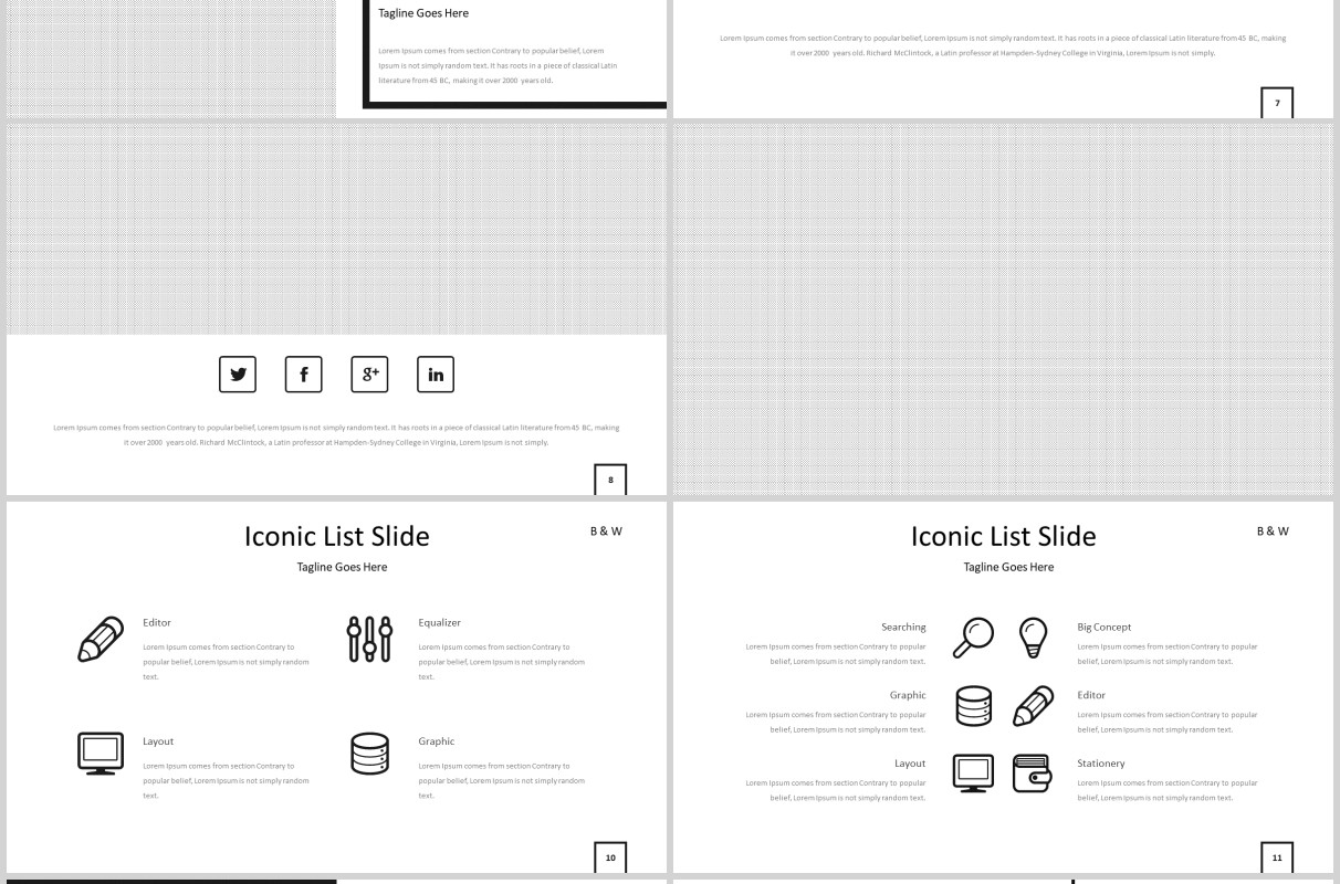 简约公司简介产品介绍PPT模板版式图文排版B&W Powerpoint Template