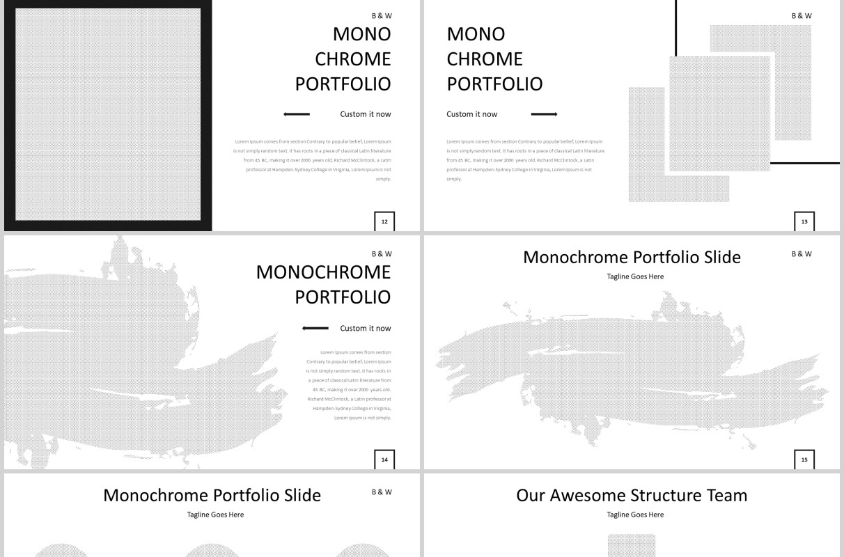 简约公司简介产品介绍PPT模板版式图文排版B&W Powerpoint Template