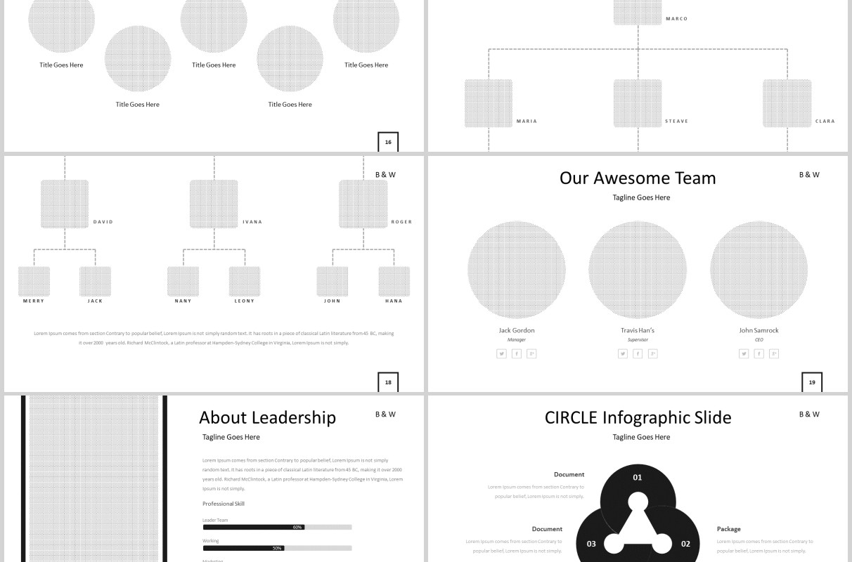简约公司简介产品介绍PPT模板版式图文排版B&W Powerpoint Template