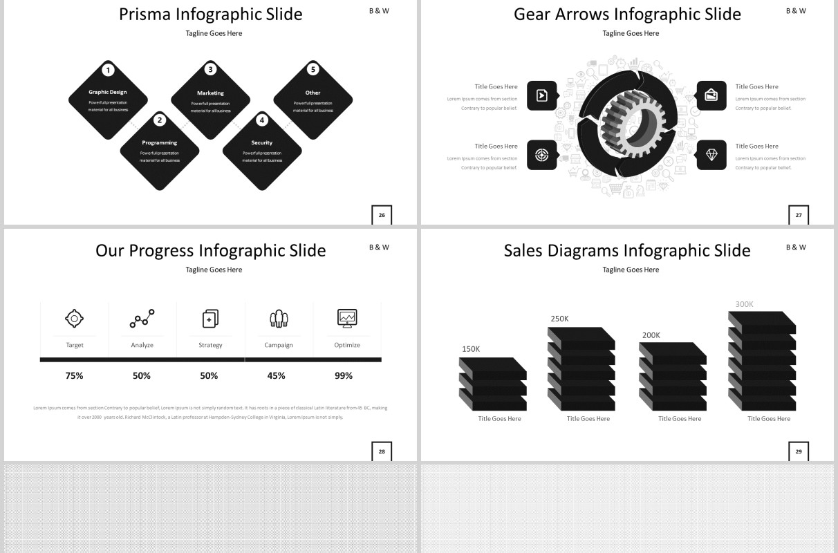 简约公司简介产品介绍PPT模板版式图文排版B&W Powerpoint Template