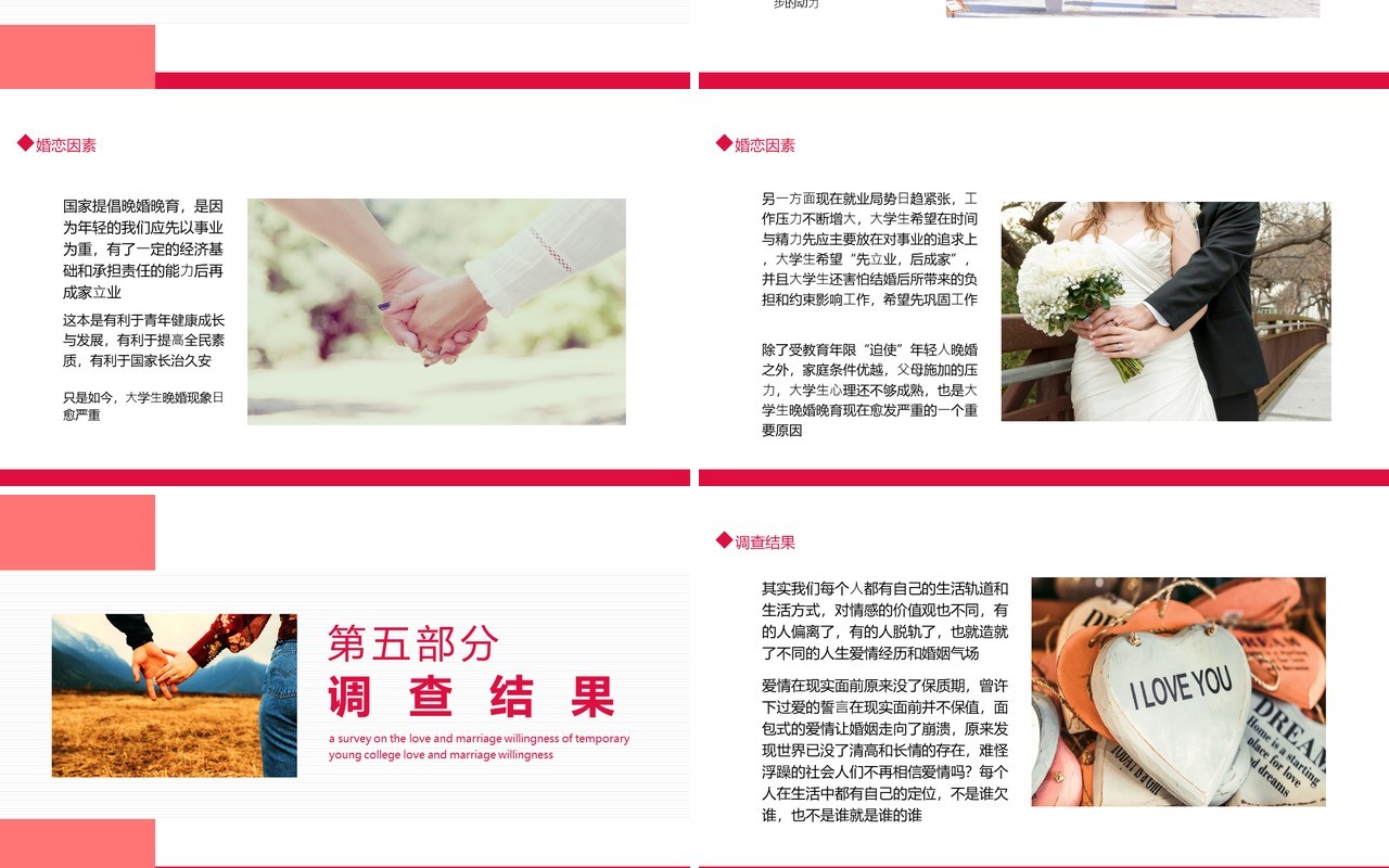 当代青年大学生婚恋意愿调查动态PPT模板