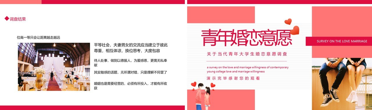 当代青年大学生婚恋意愿调查动态PPT模板