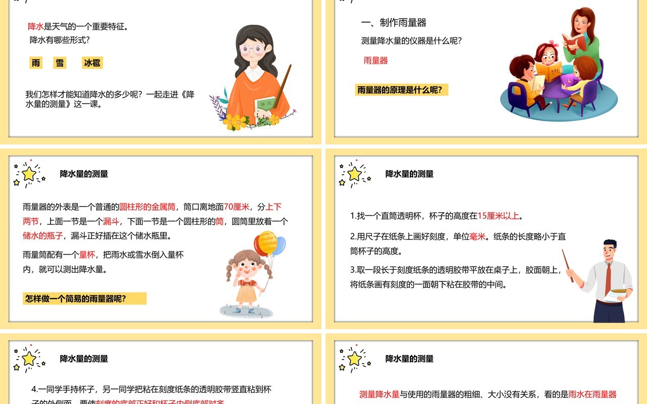 教科版四年级科学上册降水的测量课件PPT模板