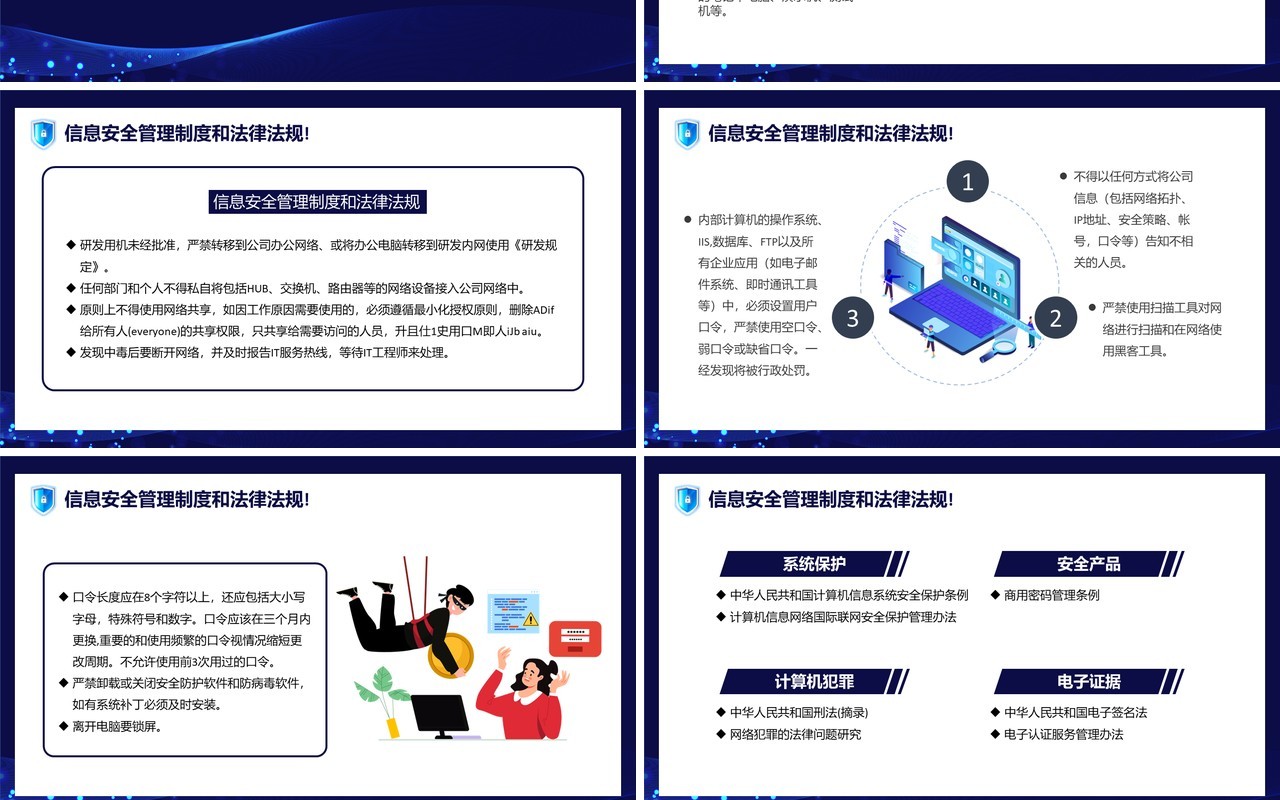 蓝色科技新员工网络信息安全意识培训PPT模板