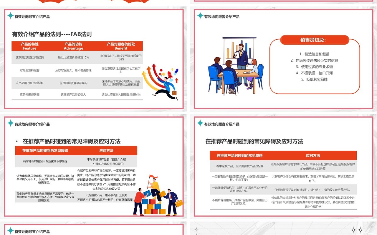 橙色卡通风门店面销售技巧PPT模板
