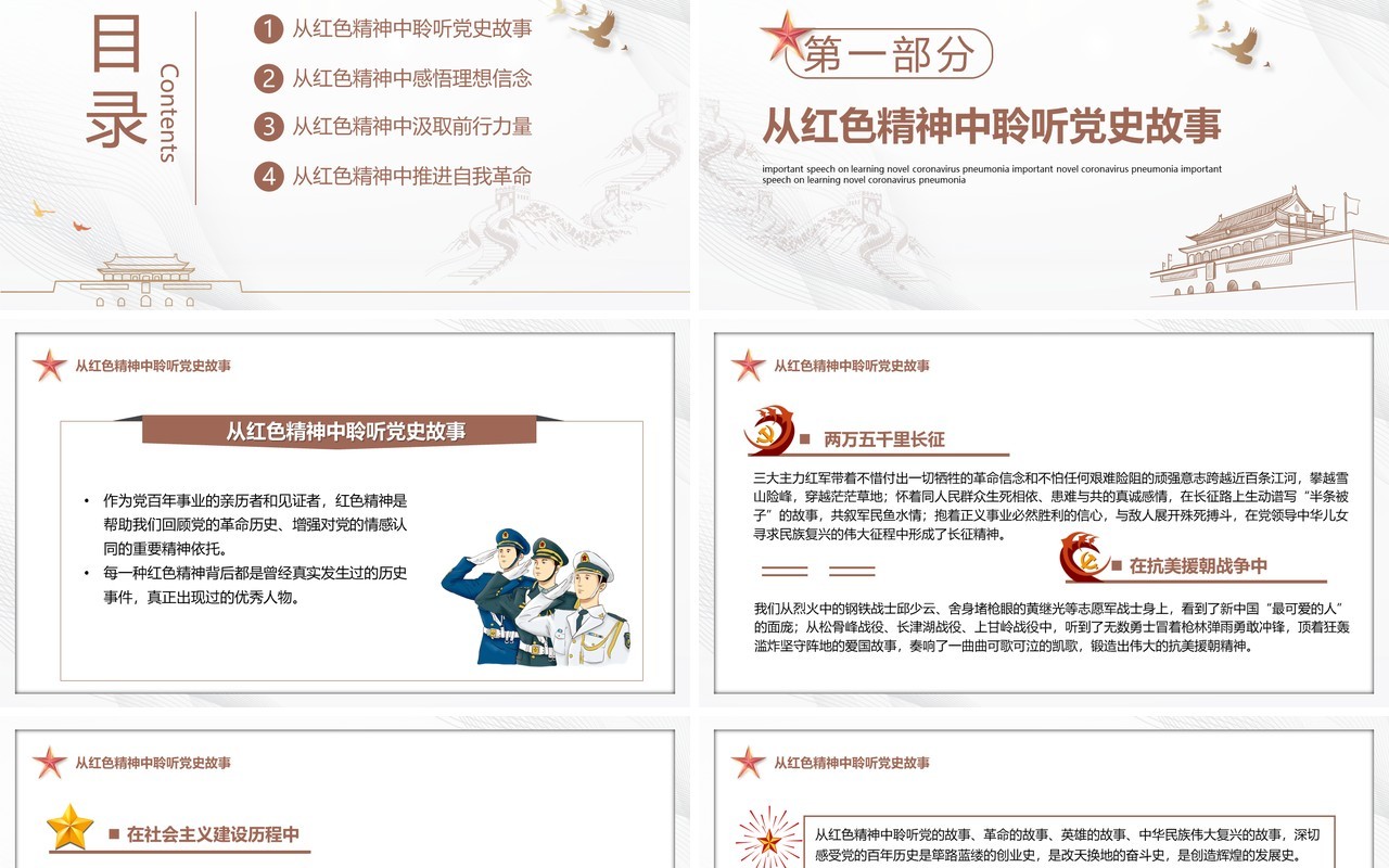 在党史学习教育中赓续传承红色精神PPT模板