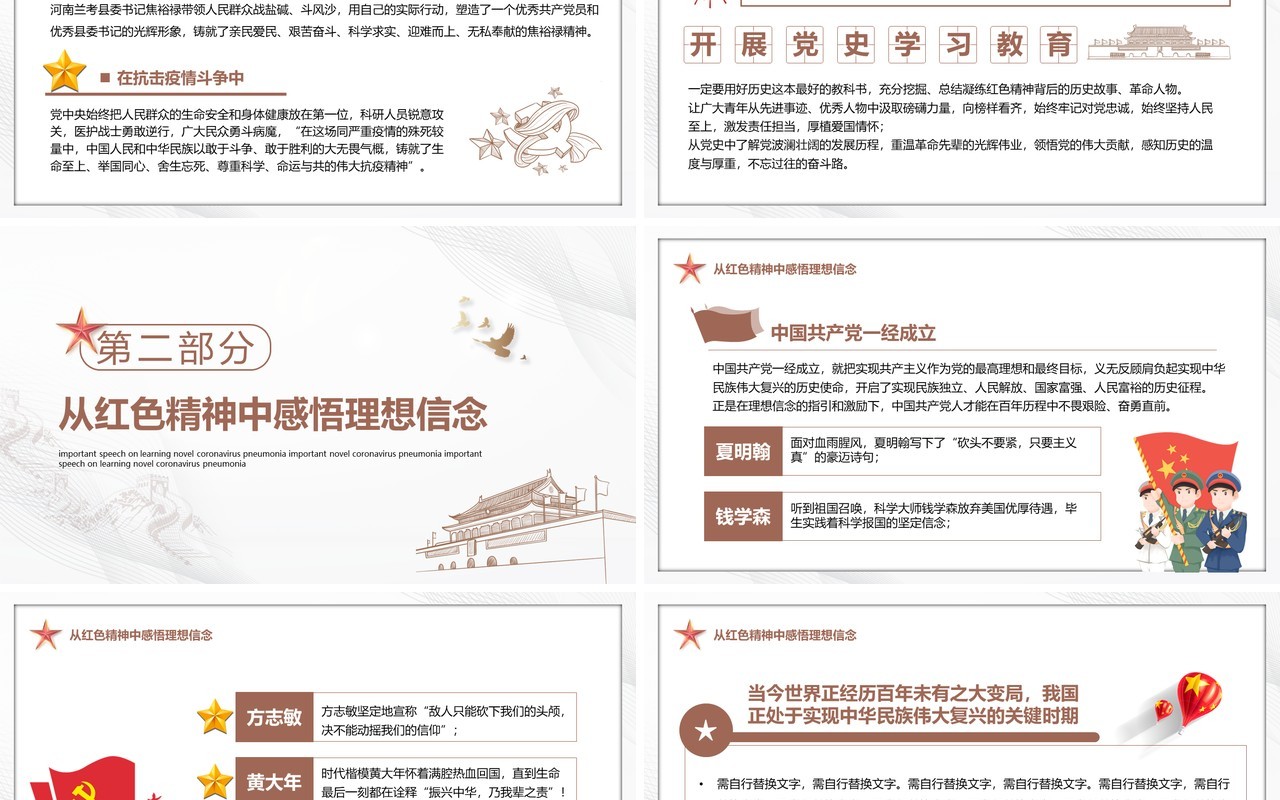 在党史学习教育中赓续传承红色精神PPT模板