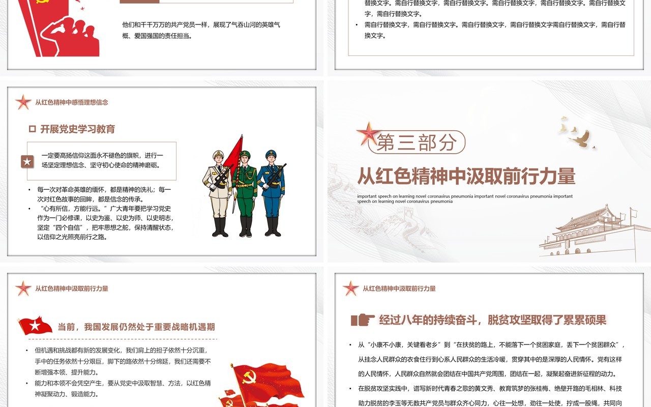 在党史学习教育中赓续传承红色精神PPT模板