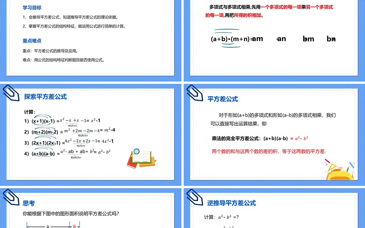 部编版八年级数学上册平方差公式课件PPT模板