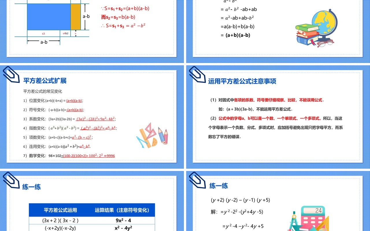 部编版八年级数学上册平方差公式课件PPT模板