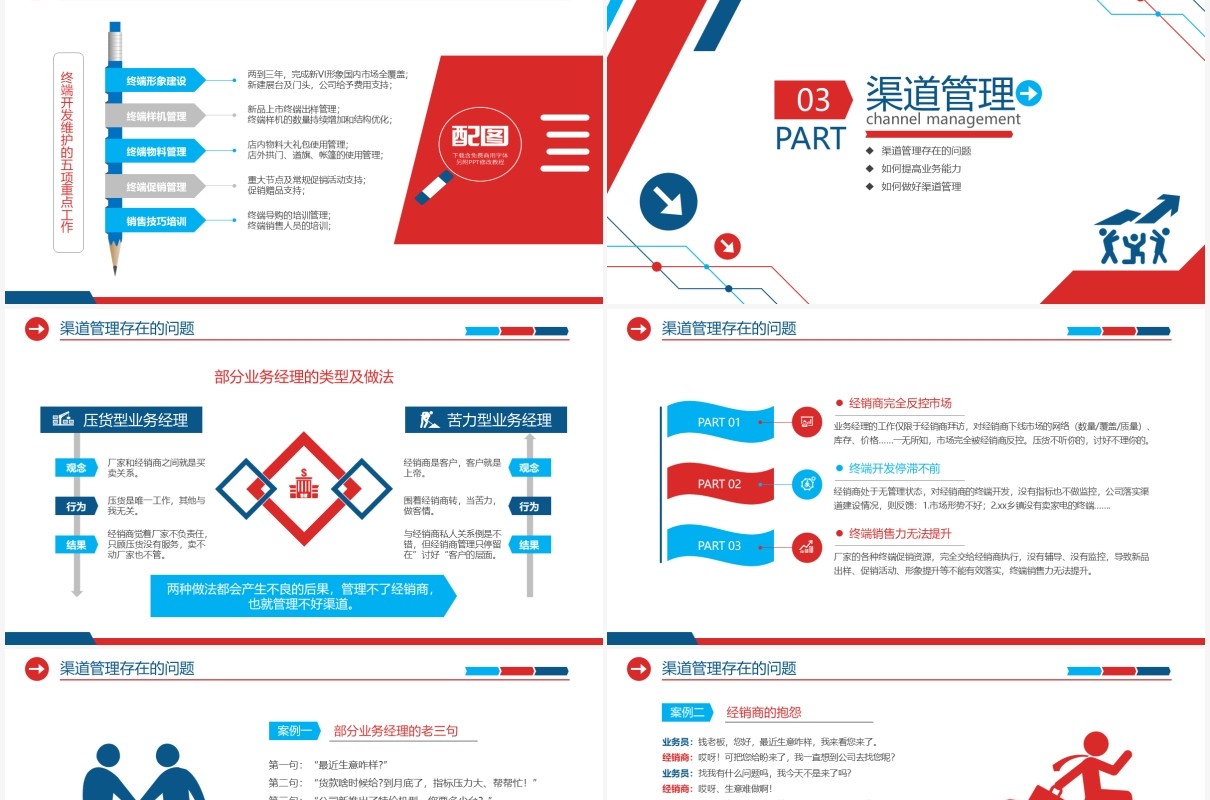 蓝色简约商务风营销市场渠道建设与管理企业职场培训PPT模板