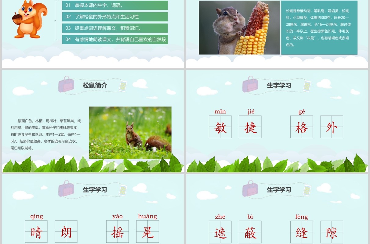 教师说课松鼠语文课件PPT模板