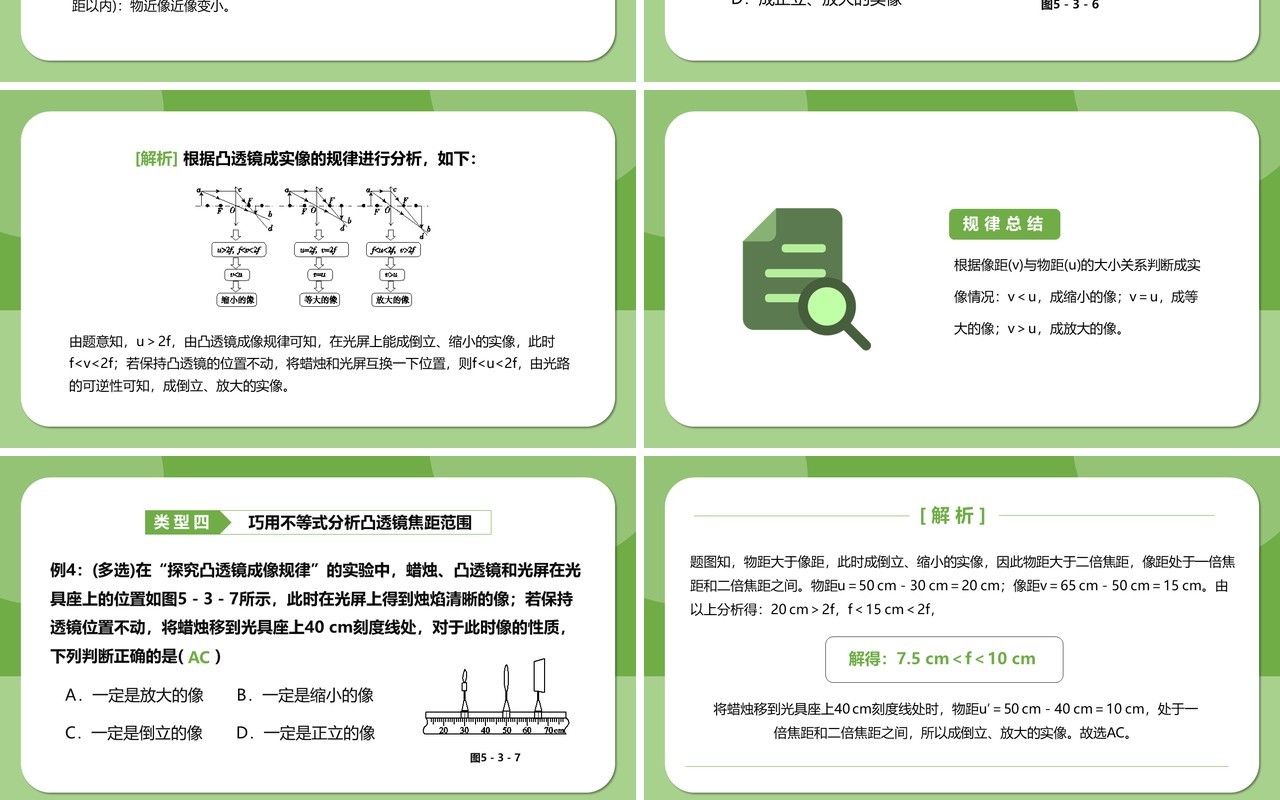 部编版5.3第五章凸透镜成像的规律八年级物理课件PPT模版