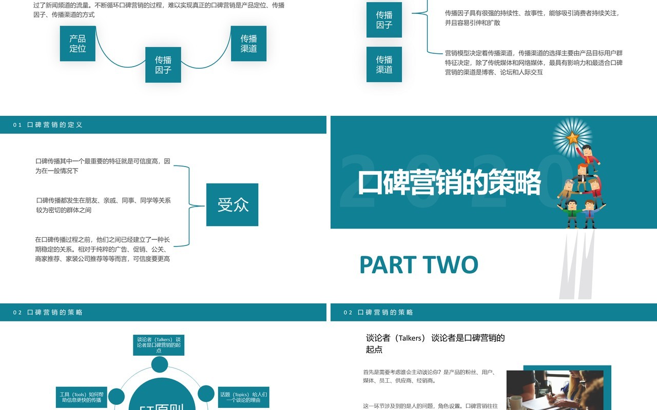 蓝色工作计划口碑营销总结报告PPT模板