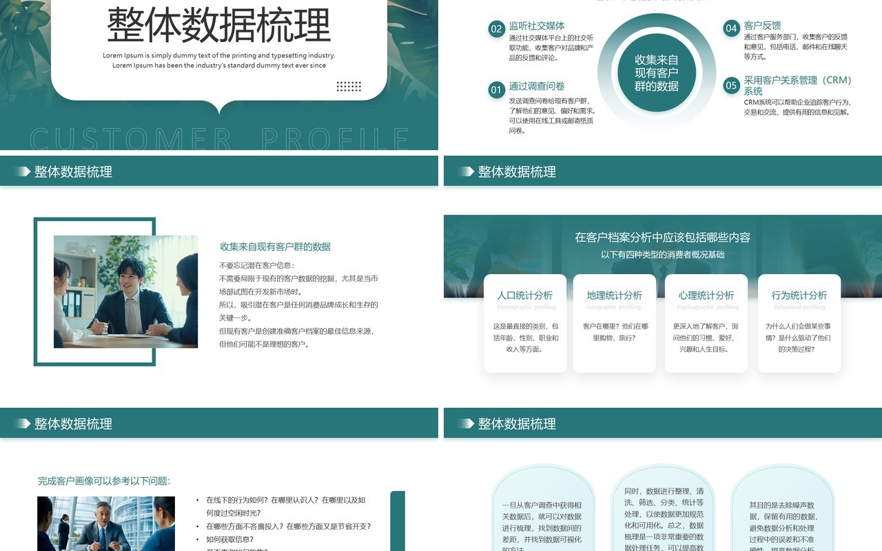 绿色简约风客户画像培训PPT模板
