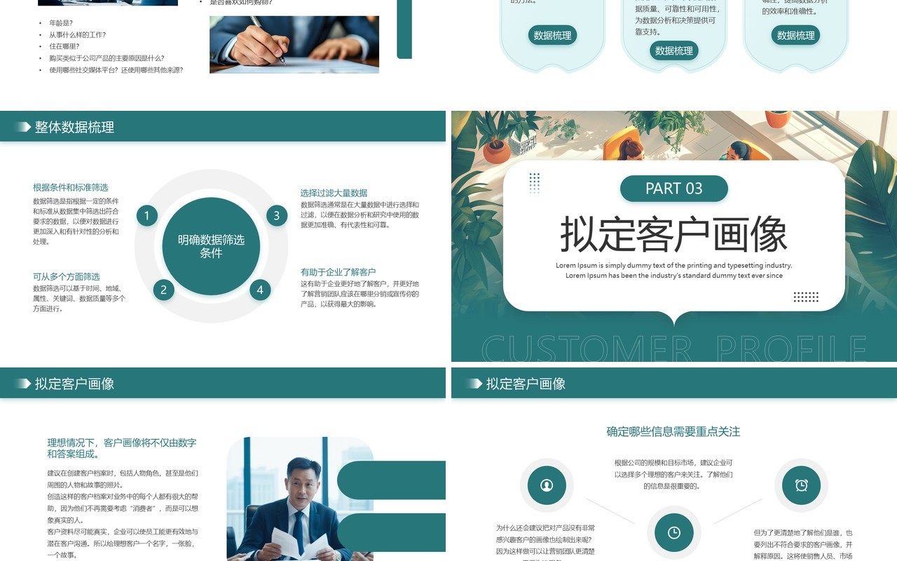 绿色简约风客户画像培训PPT模板
