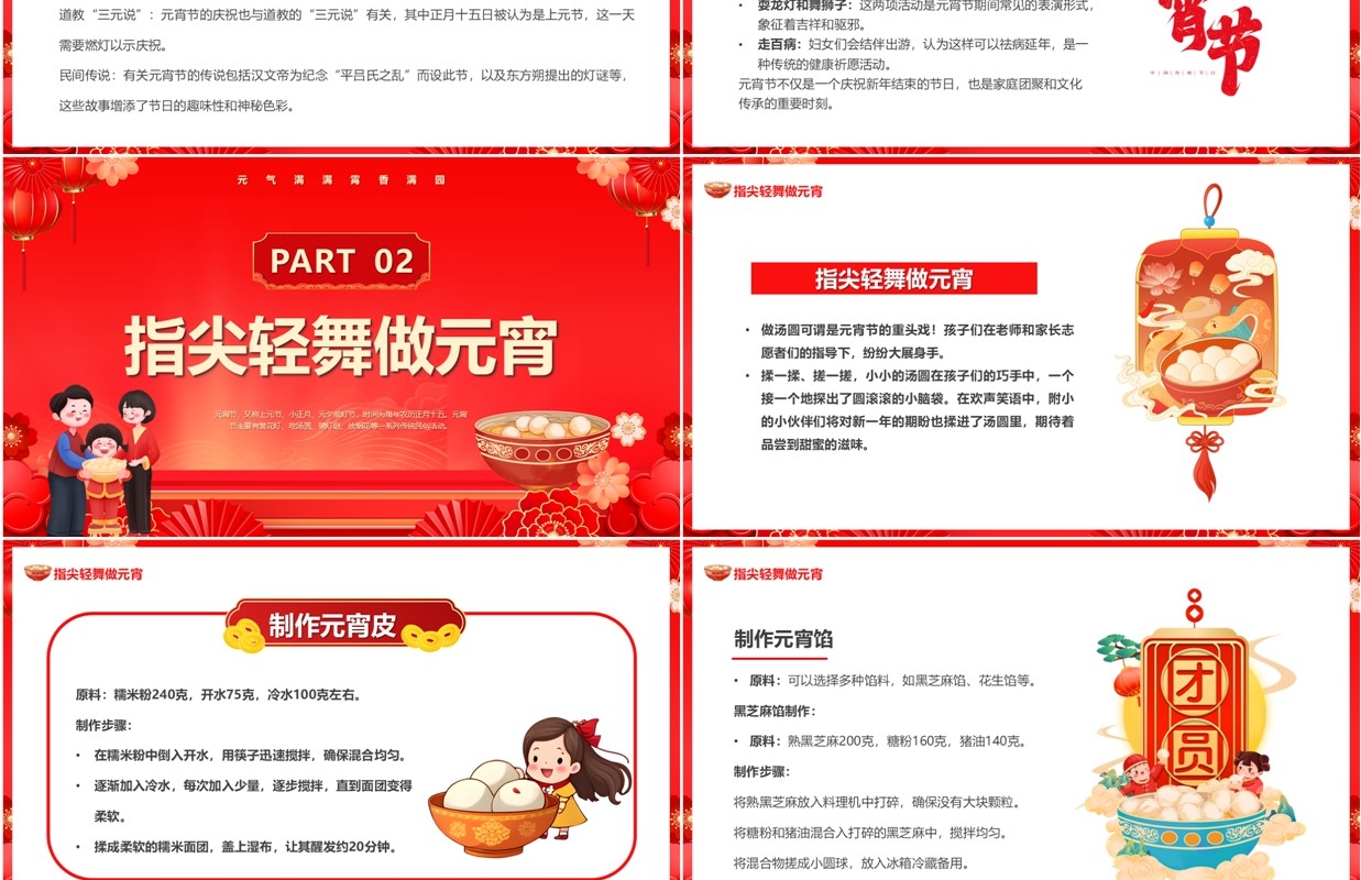 红色中国风2025元宵佳节介绍PPT模板