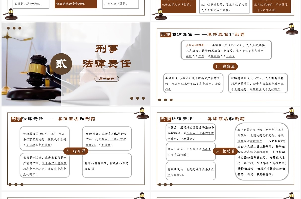棕色简约风青少年普法宣传教育PPT模板