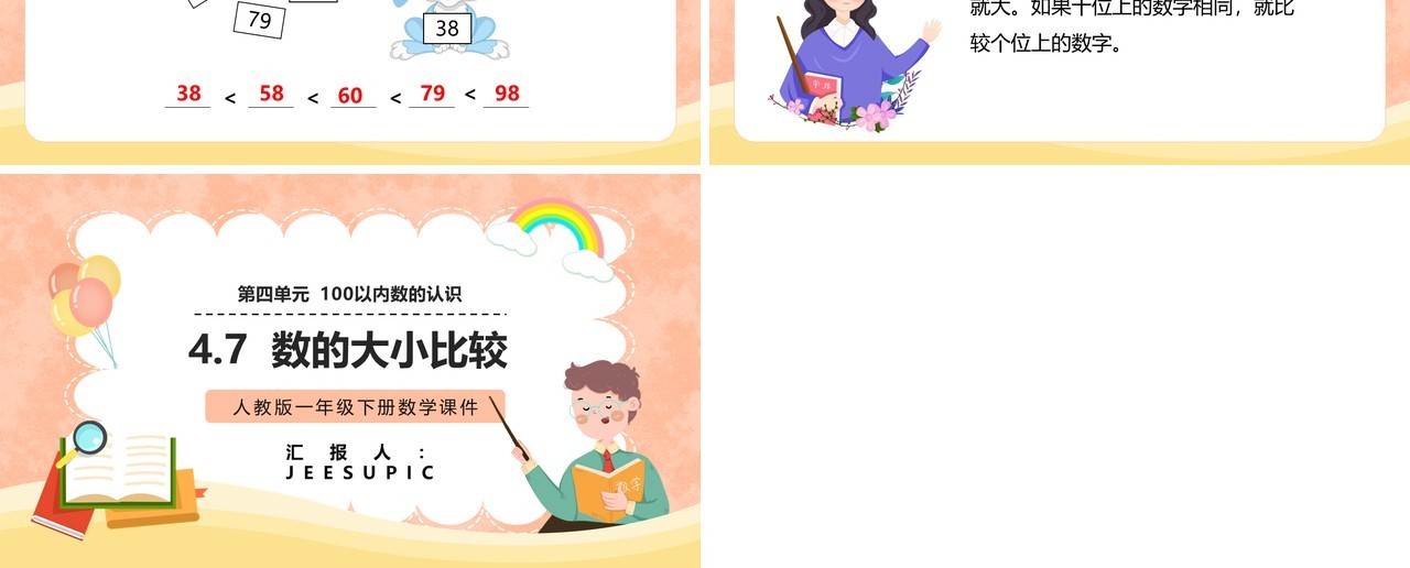 部编版一年级数学下册数的大小比较课件PPT模板