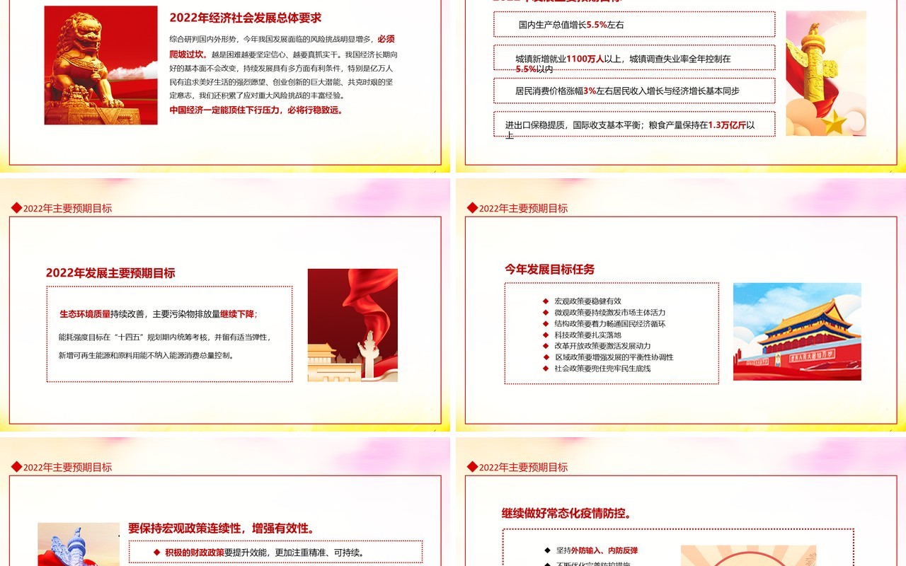 关注两会聚焦两会政府工作报告解读动态PPT模板