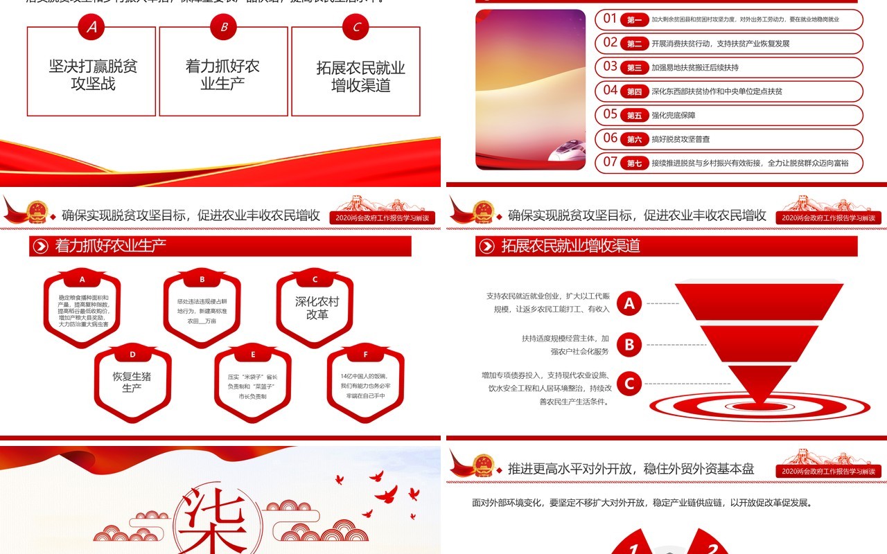 十三届全国两会政府工作报告学习解读党建讲稿PPT模板
