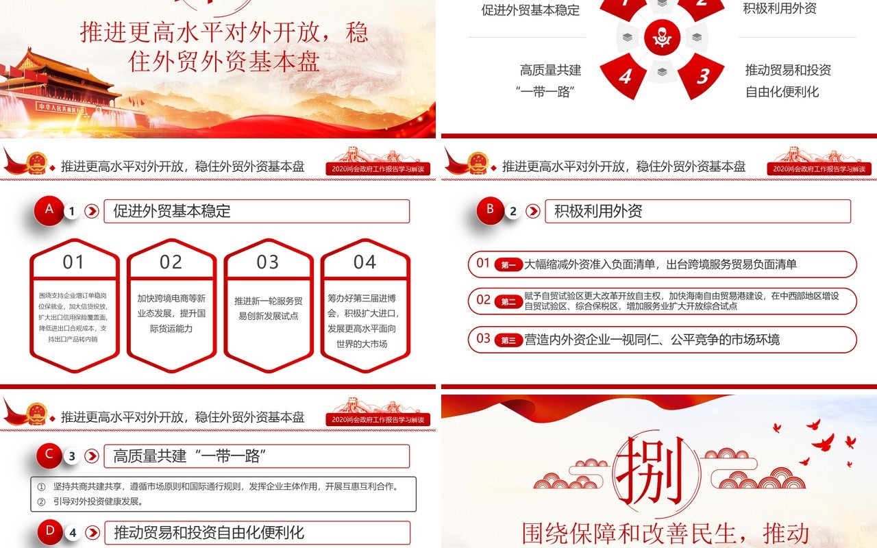 十三届全国两会政府工作报告学习解读党建讲稿PPT模板