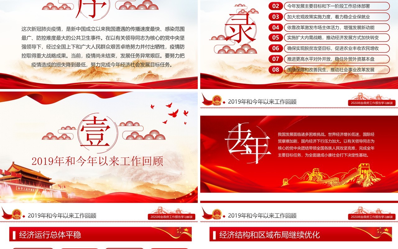 十三届全国两会政府工作报告学习解读党建讲稿PPT模板