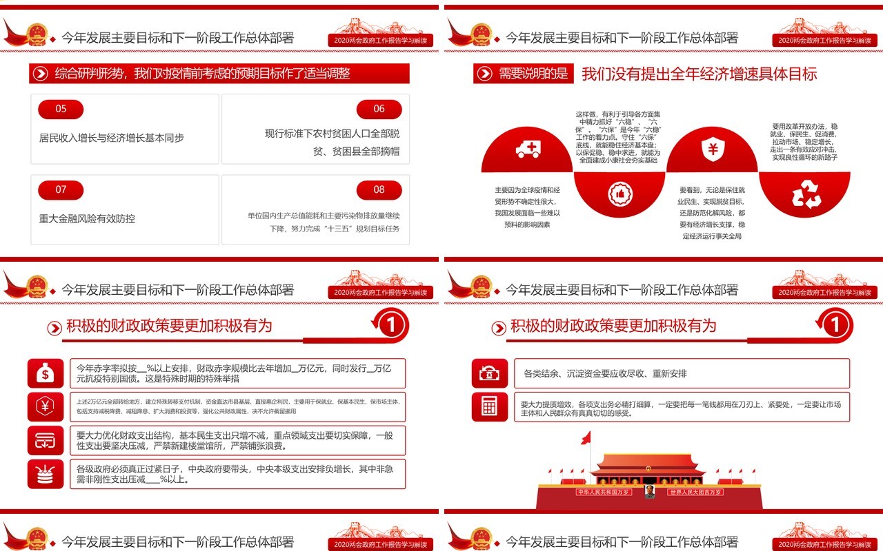 十三届全国两会政府工作报告学习解读党建讲稿PPT模板